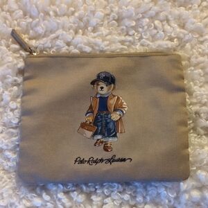 Polo by Ralph Lauren Beige Bear Print Zip Pouch